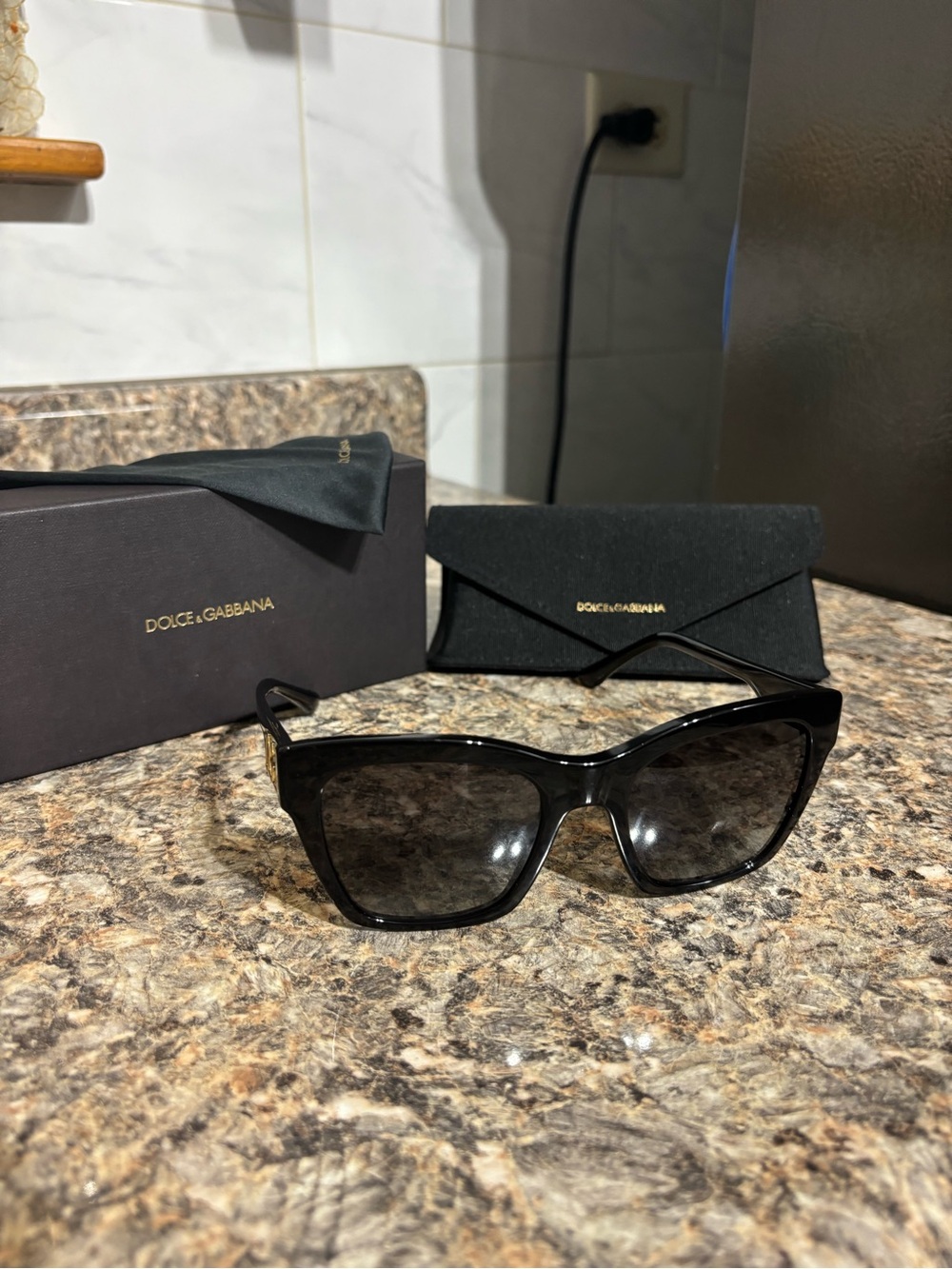 Dolce & Gabbana Black Gloss Cat-Eye Sunglasses